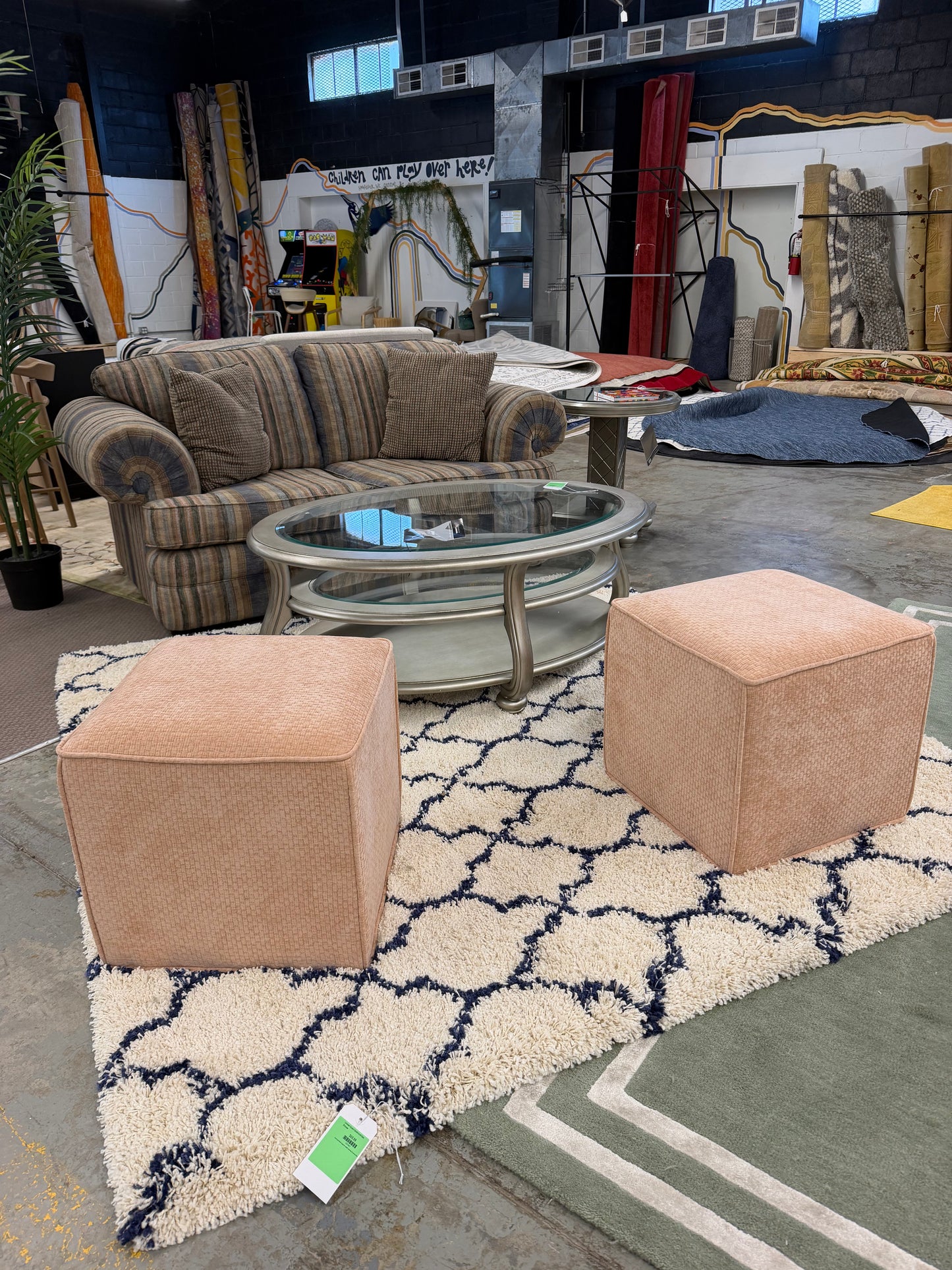 Coral Pouf Ottoman Square