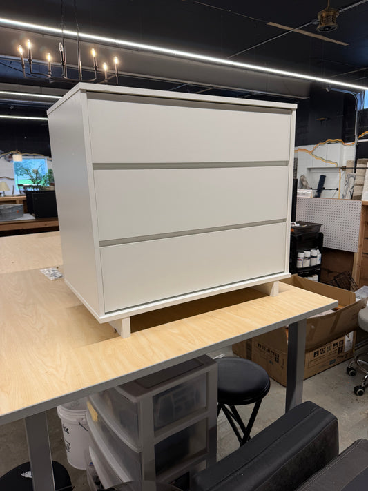 3 Drawer White Dresser