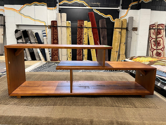 60” Asymmetric Modern Solid Wood TV Stand - Amber Retail: $249.99