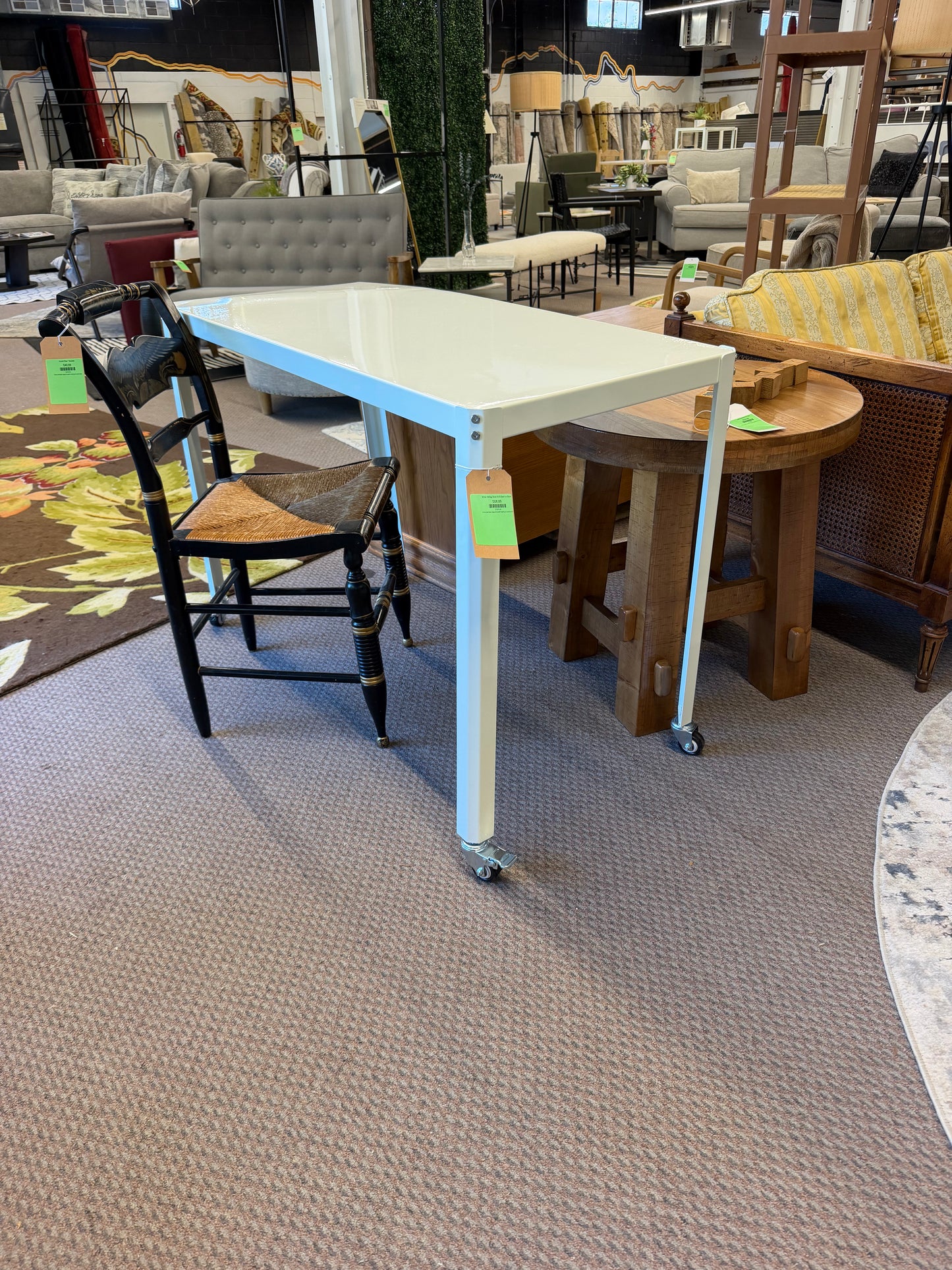 White Rolling Desk AS IS Bent on Back