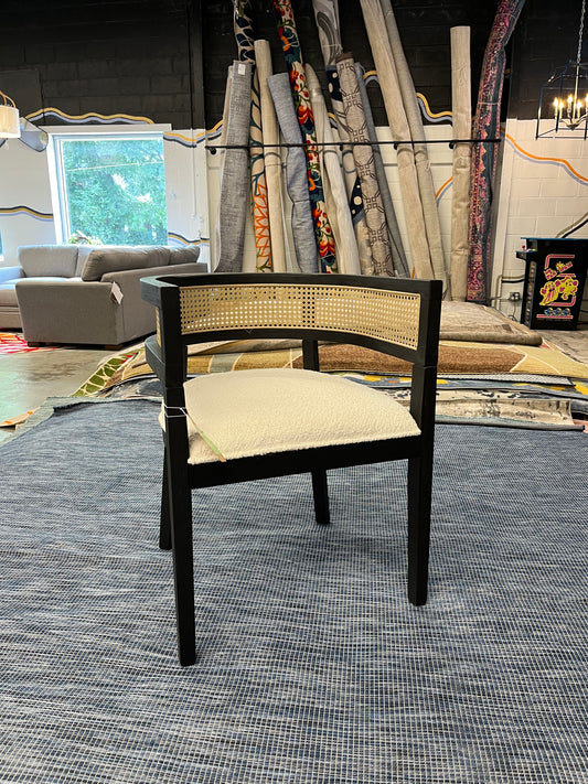 Christopher Knight Home Cinnabar 19.75in Seat Height Upholstered Rubberwood Tub Dining Chairs with Cane Back(Set of 2), Black  | Retail Price: $325