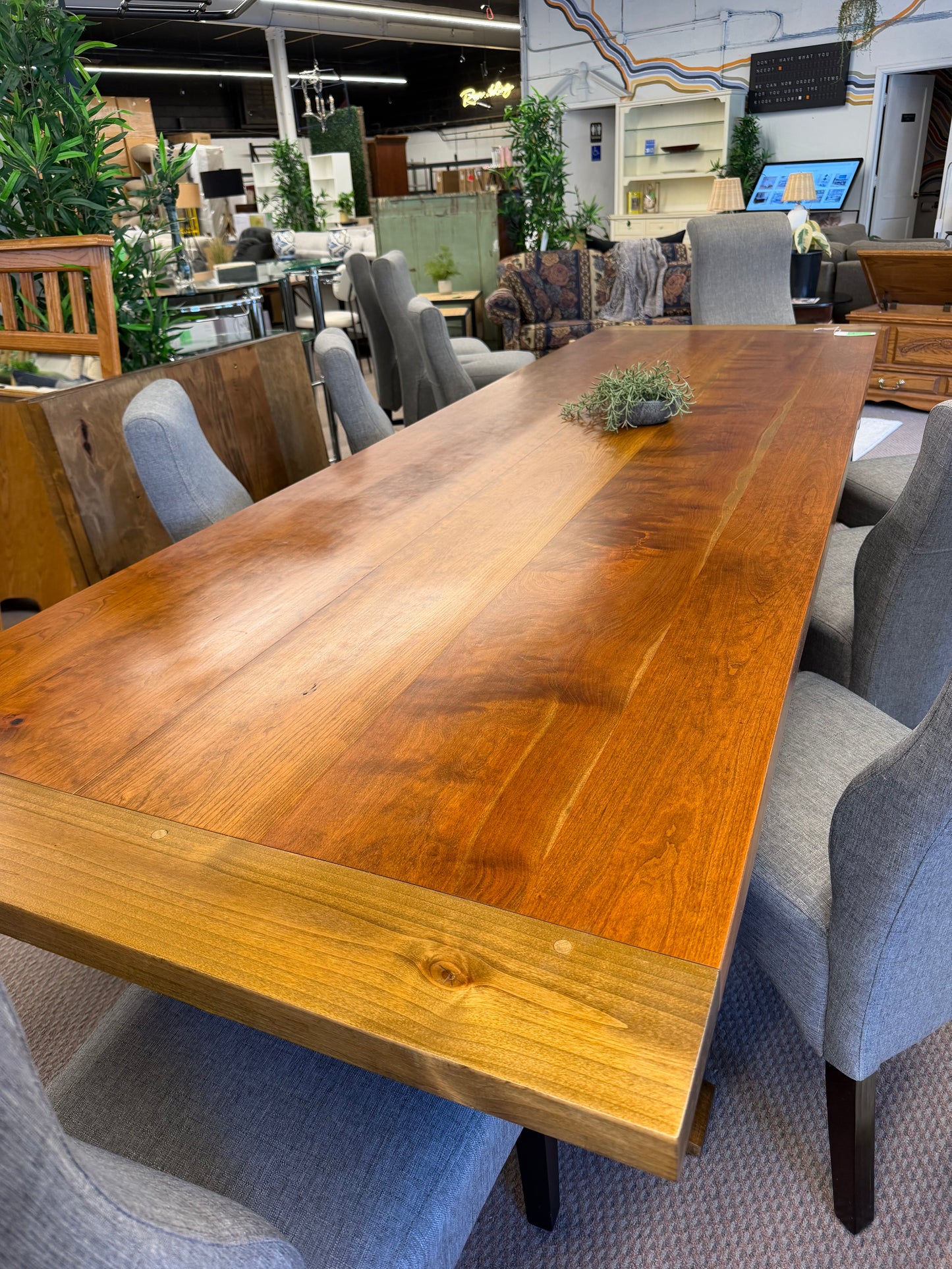 Extra Long Extendable Solid Wood Custom Dining Table and Chairs Set *donated