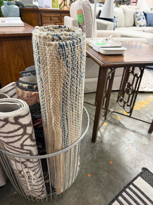 24" x 7" Woven Runner Rug Indigo Retail: $50