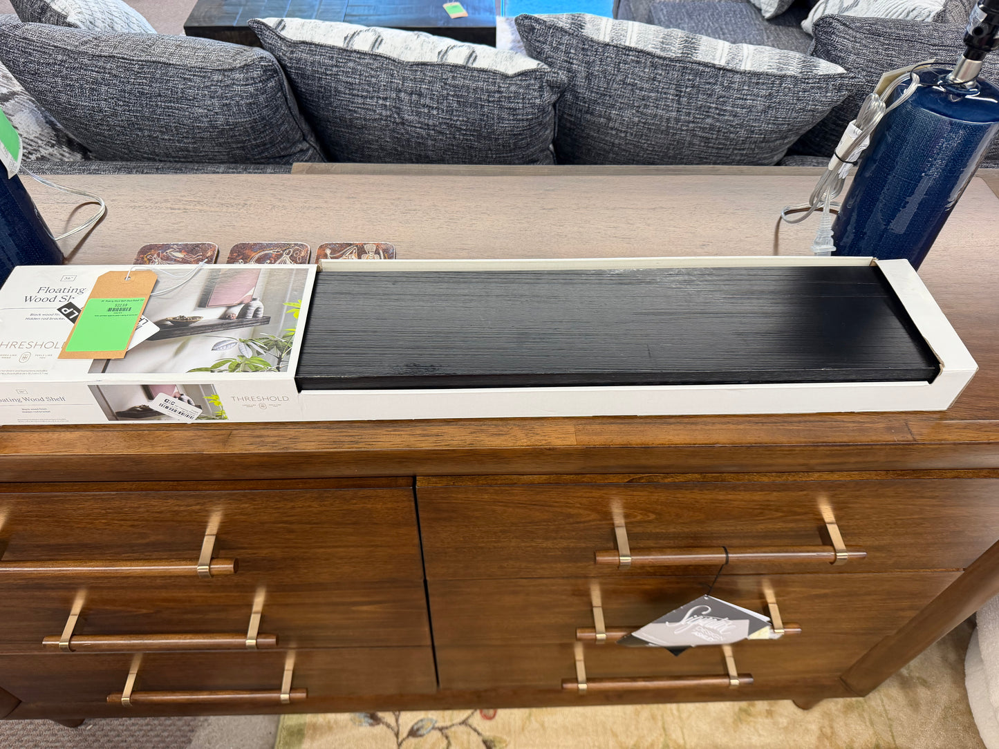 36" Floating Wood Shelf Black Retail: $45