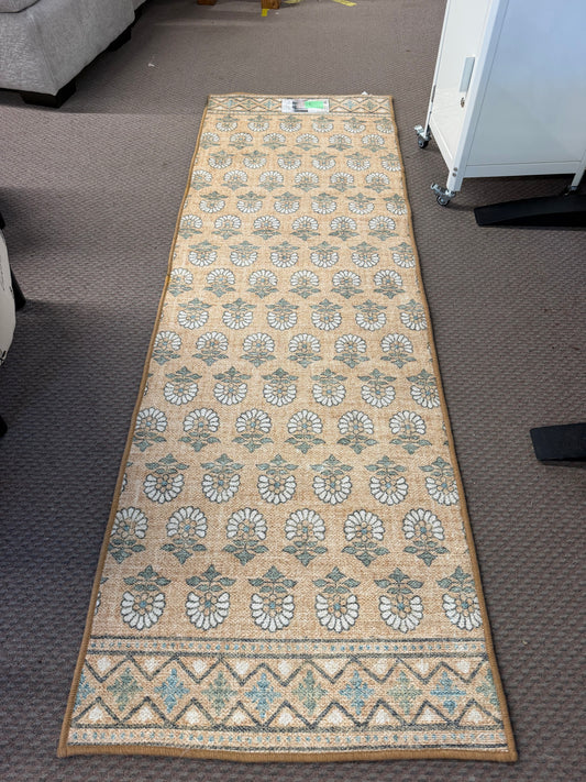 28 x 84 Floral Block Memory Foam Runner Rug Yellow Threshold Retail: $45