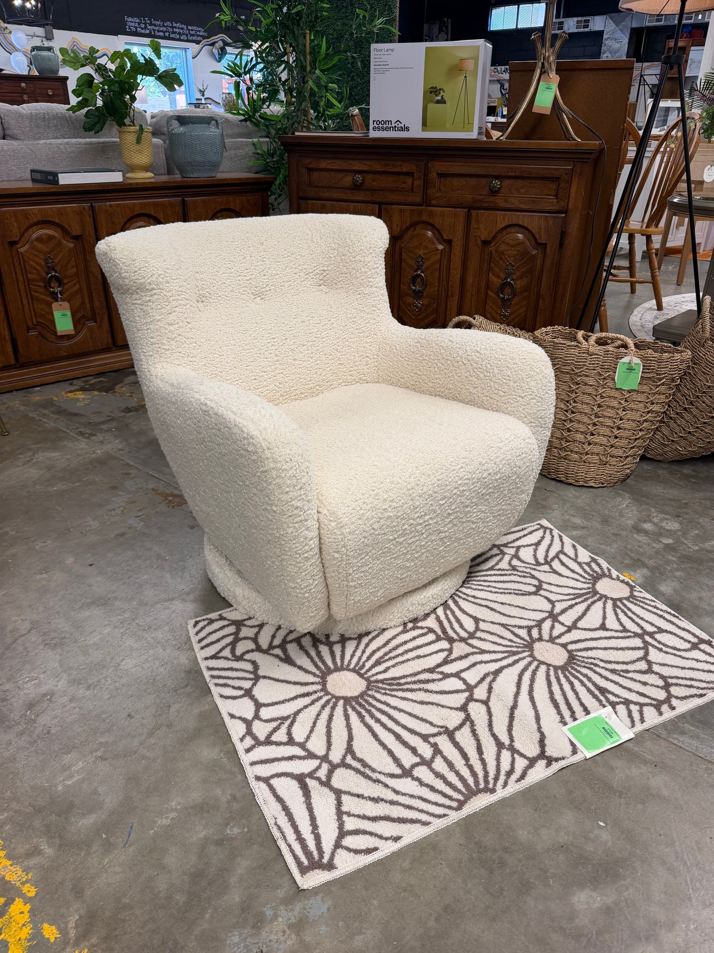 Kessler Swivel Chair Cream Threshold Studio McGee Retail: $380