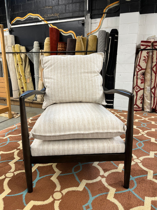 Wood Frame Pillow Top Accent Chair Cream (KD) - Threshold with Studio McGee: Upholstered, Rubberwood Base, Stripe Pattern | Retail Price: $280
