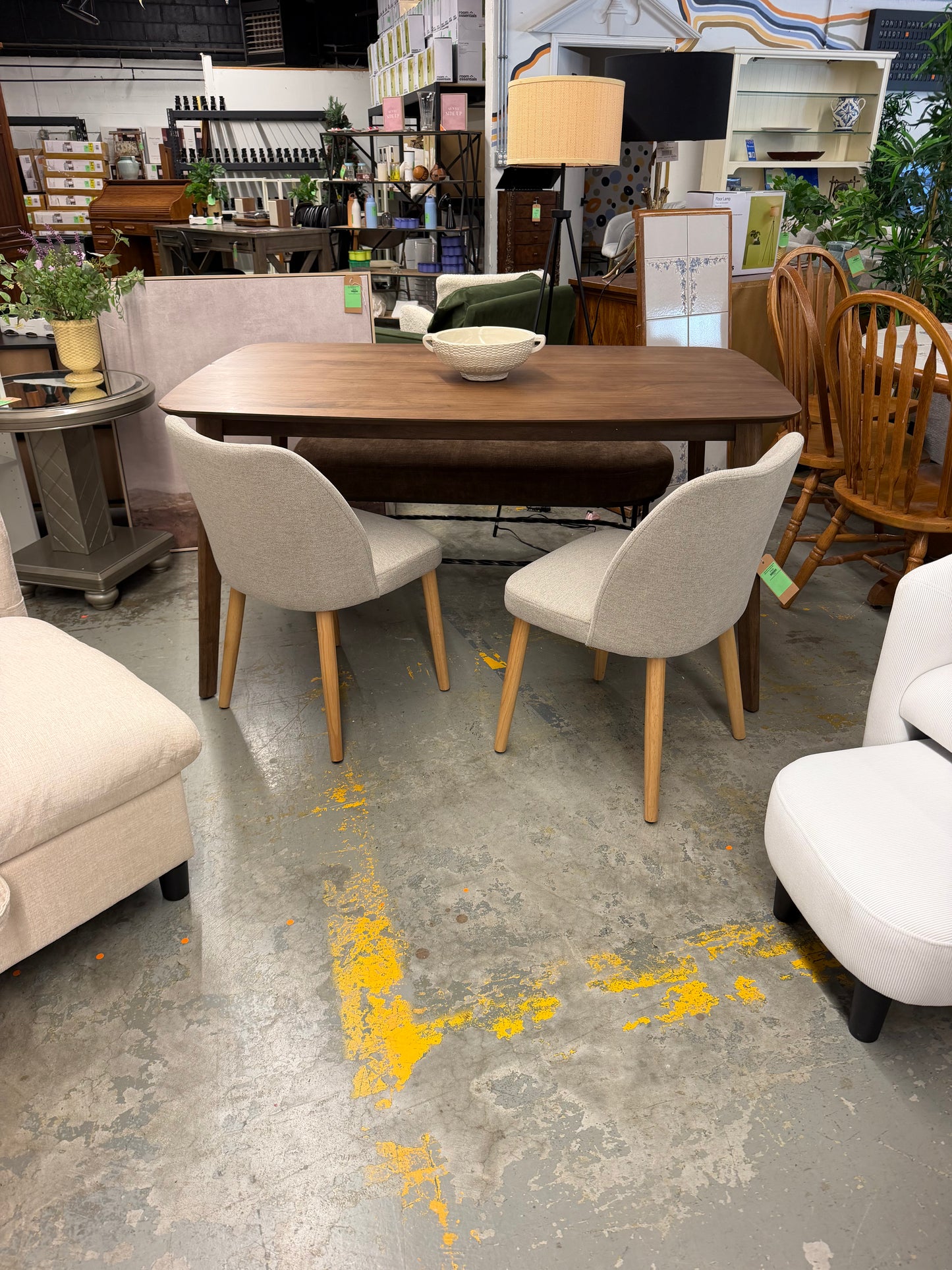 Baxton Studio Flora Wood Dining Table Walnut Mid Century Retail: $330