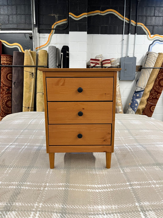 Modern 3 Drawer Nightstand - Walnut | Dimensions: 25in H x 19in L x 15in W | Weight: 17 LBS | Retail Price: $102
