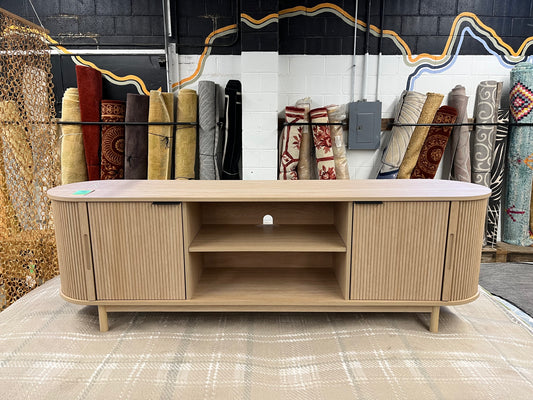 Chloe Modern Reeded 70in TV Stand - Coastal Oak | Retail Price: $310