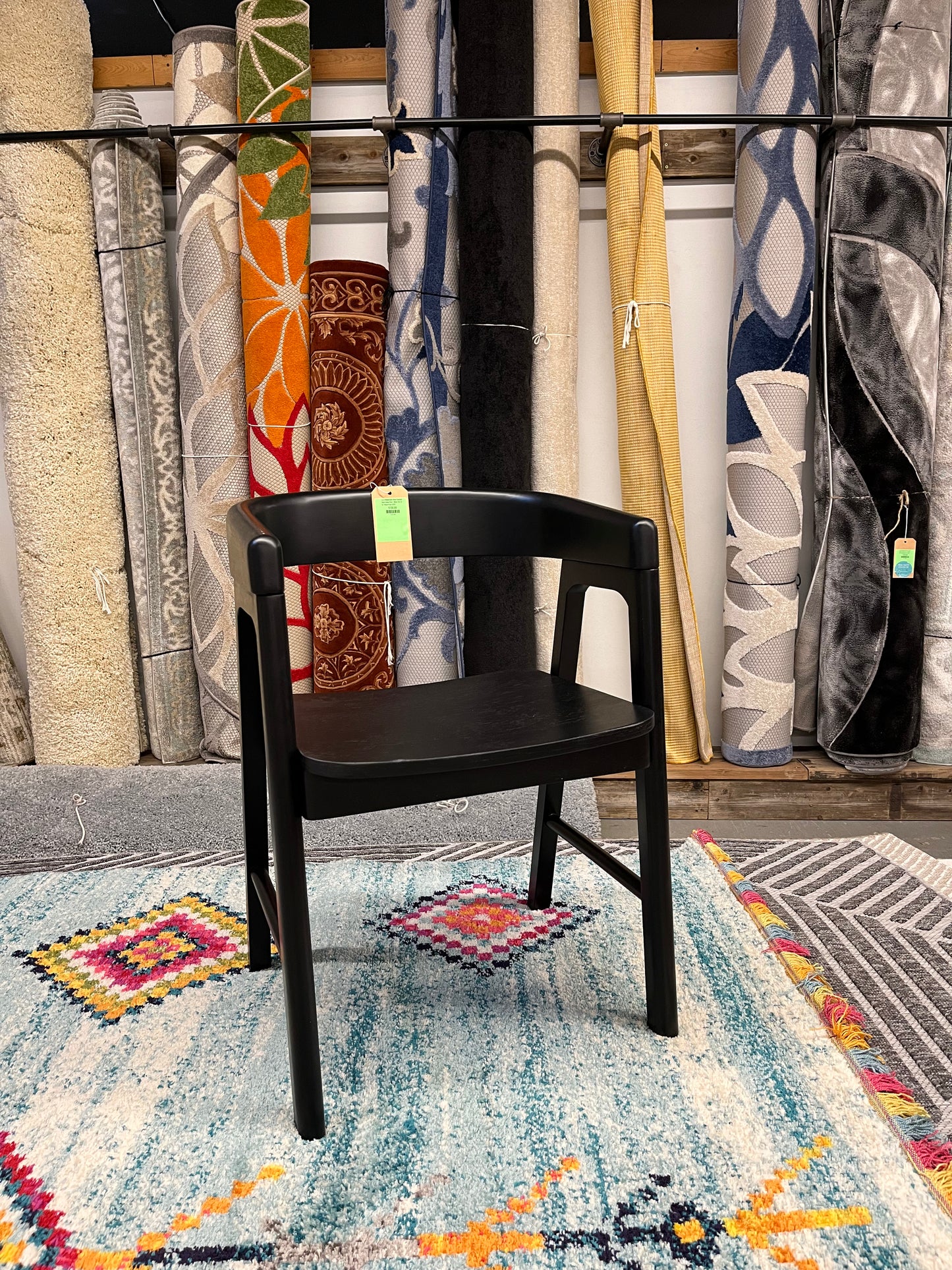 Ezra Modern Solid Wood Rounded Back Dining Chair - Black (Set of 2) | Retail Price: $200