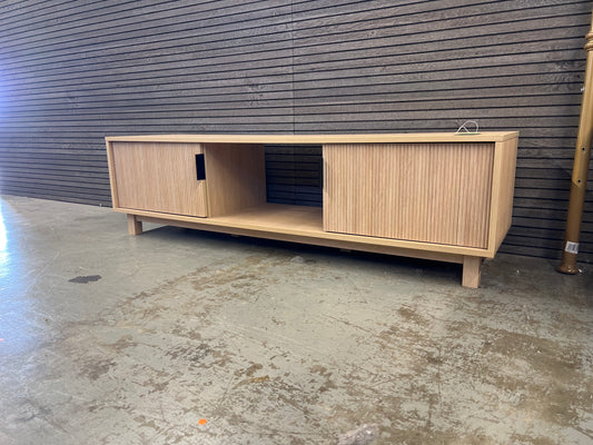 58in 2-Door TV Stand with Reeded Fronts - Mocha | Retail Price: $160