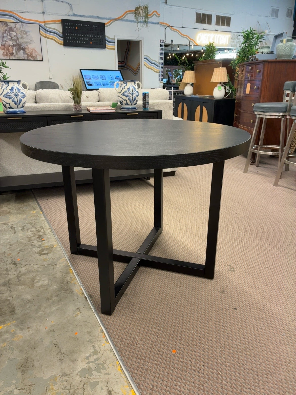Threshold Keener black round dining table