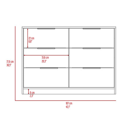 4 Drawer Double Dresser Maryland, Metal Handle, Black Wengue / Pine