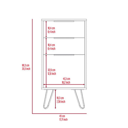 Light Dresser Skyoner, Hairpin Legs, Superior Top,Three Drawers, Light