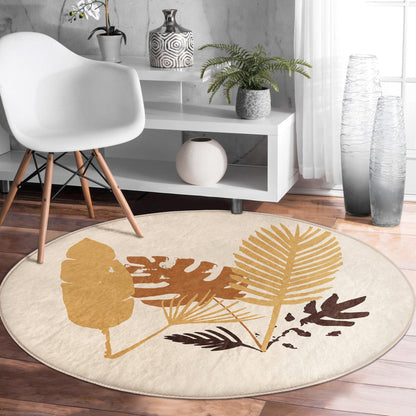 Abstract Round Rug, Boho Home Decor Circle Carpet, Non Slip Area Rug