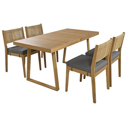 Multi-person Outdoor Acacia Wood Dining Table and Chair Set, Thick