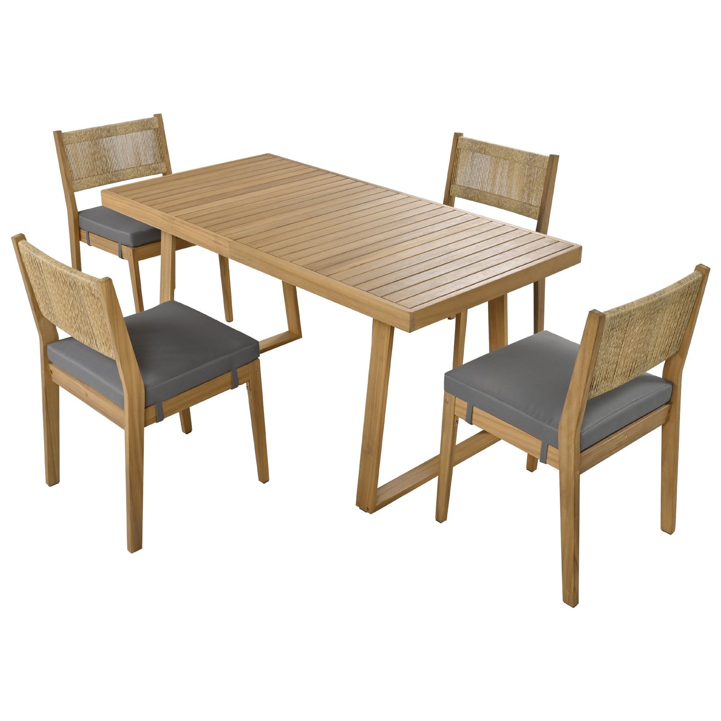 Multi-person Outdoor Acacia Wood Dining Table and Chair Set, Thick