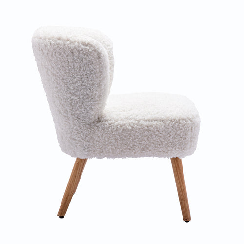 Accent Chair Lambskin Sherpa Upholstery Open Back Chair