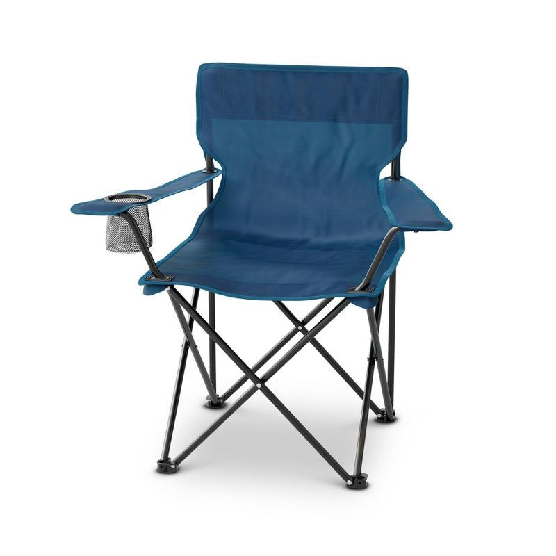 dealworthy Mineral Blue collapsible camping chair with cup holder - stock photo
