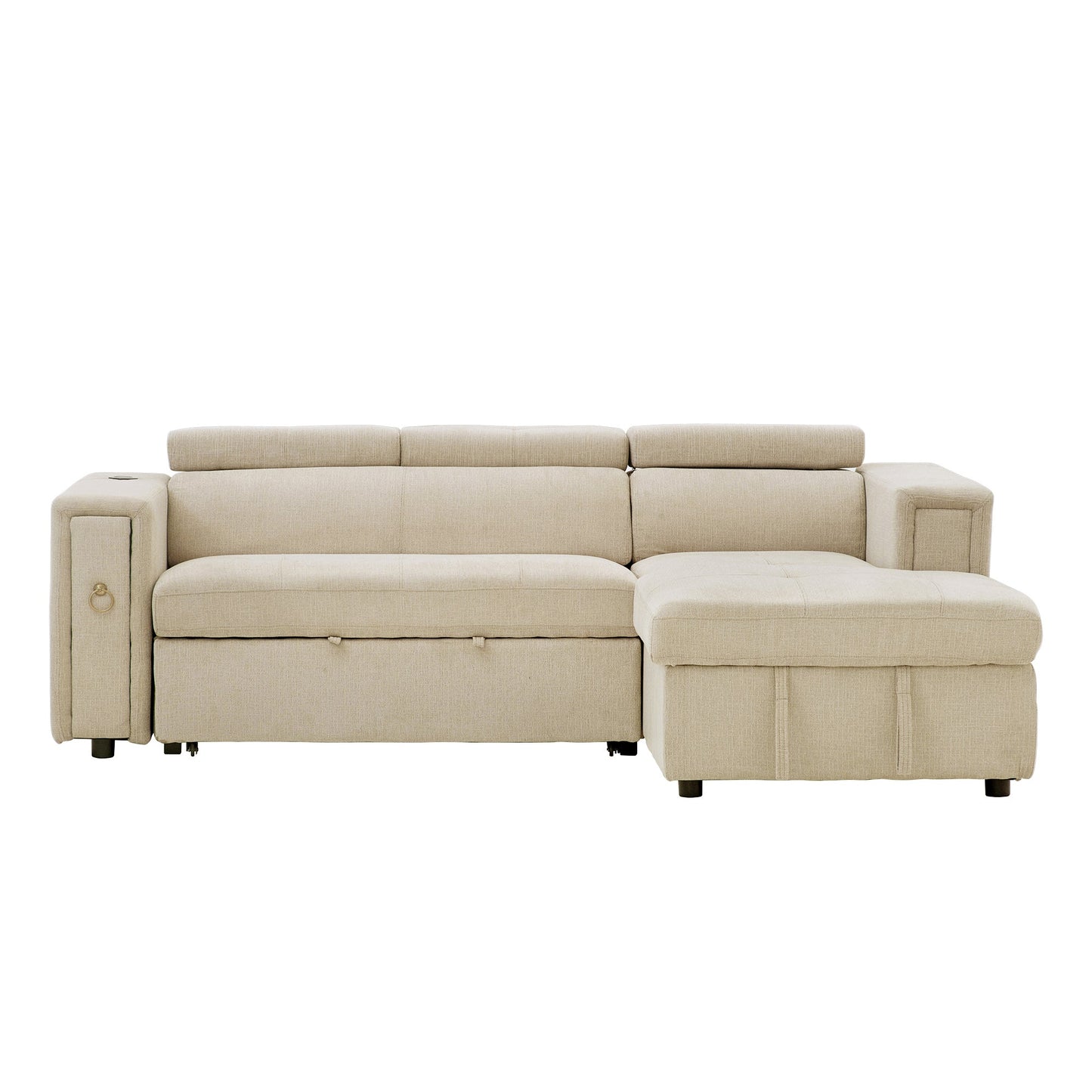 96" Multi-Functional Pull-Out Sofa Bed L-Shape Sectional Sofa with