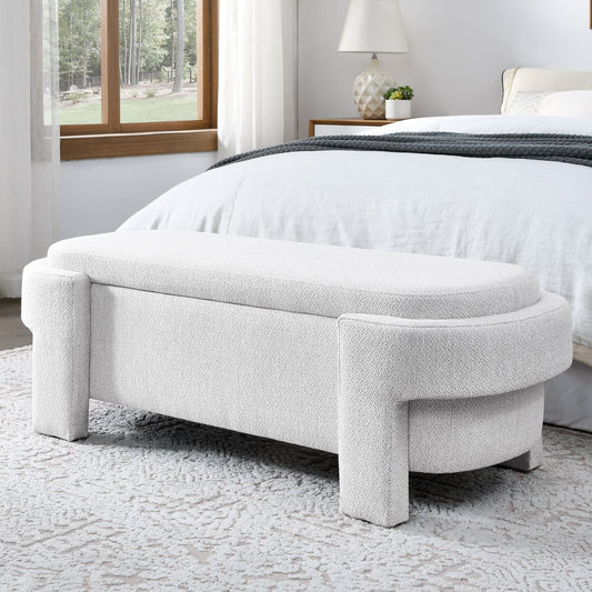 Linen Fabric Upholstered Bench with Large Storage Space for the Living