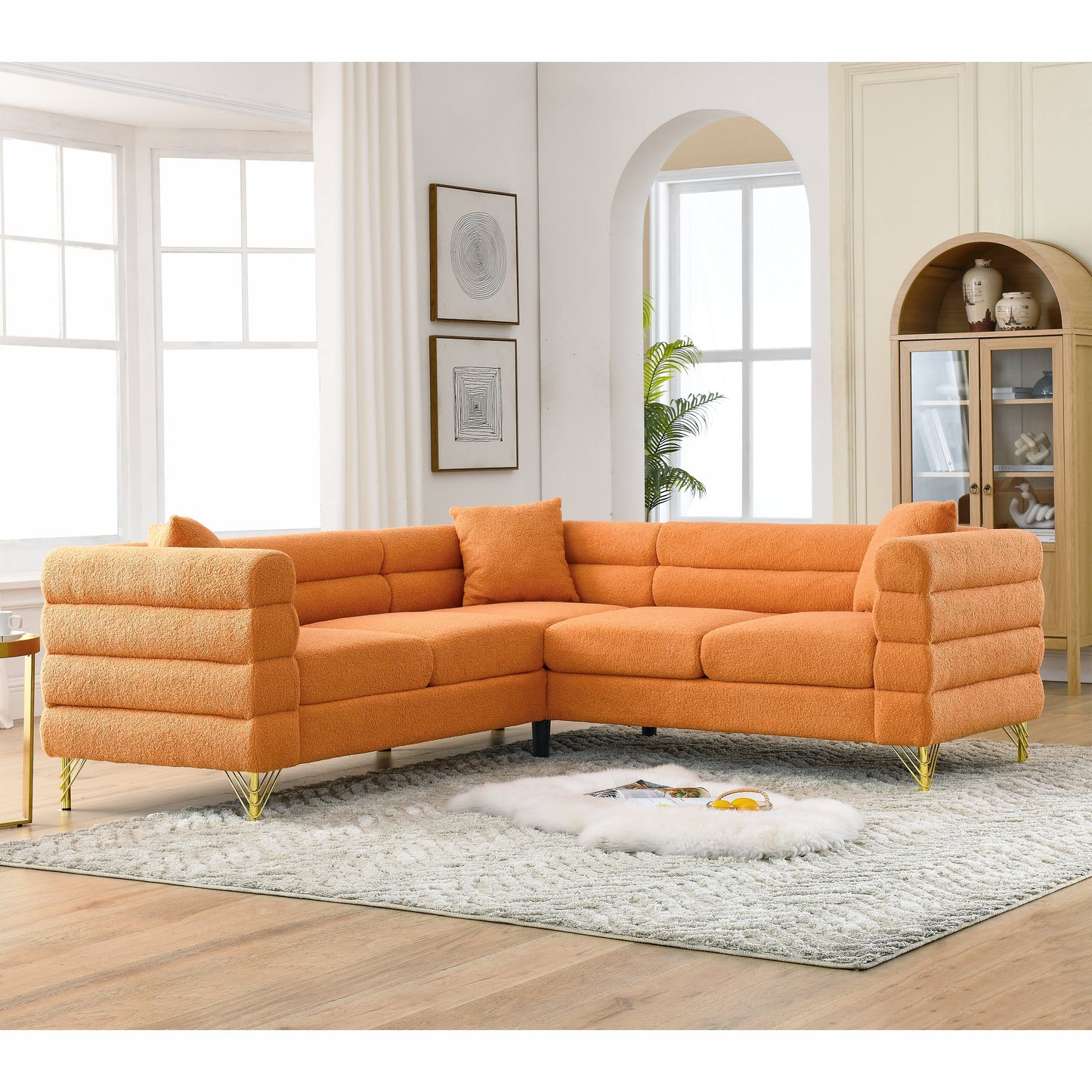 Oversized Corner Sofa, L-Shaped Sectional Couch by Sangria Beech