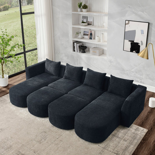 U Shape Sectional Sofa including Two Single Seat, Two Chaises and Two