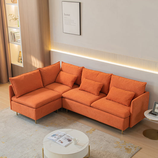 Modular L-shaped Corner sofa ,Left Hand Facing Sectional Couch,Orange