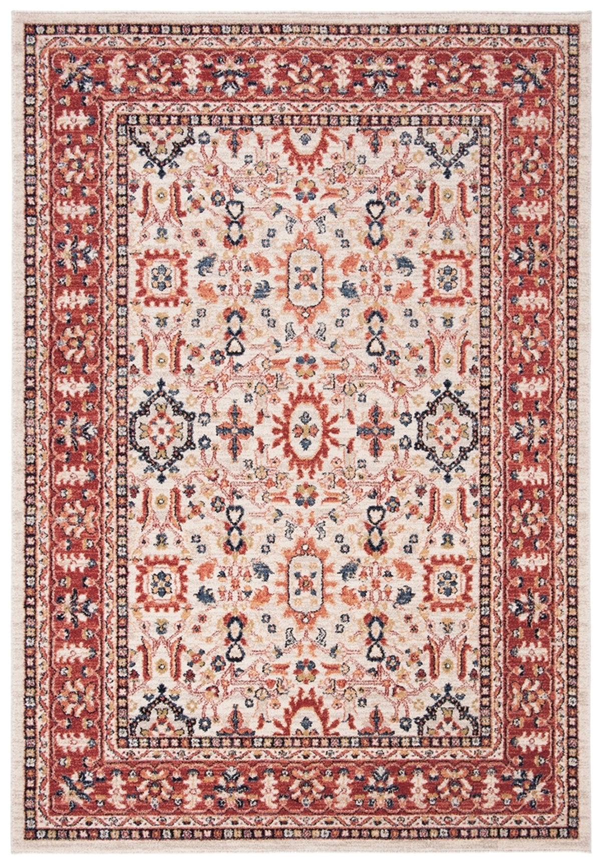 5 x 7 Area Rug Charleston in Ivory / Red - CHL412A | ID 14582