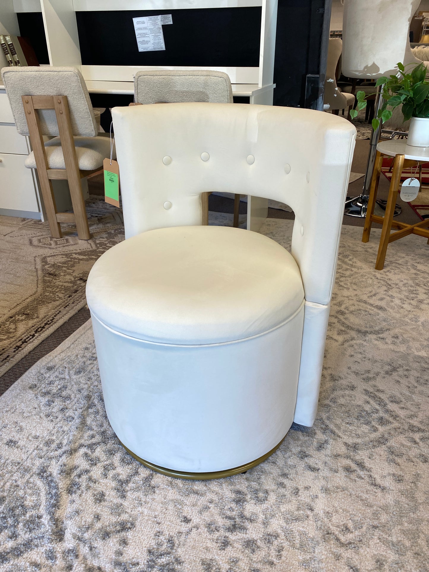 Relax 360? Round Open Back Velvet Swivel Club Chair in White (Retail Price: $275)