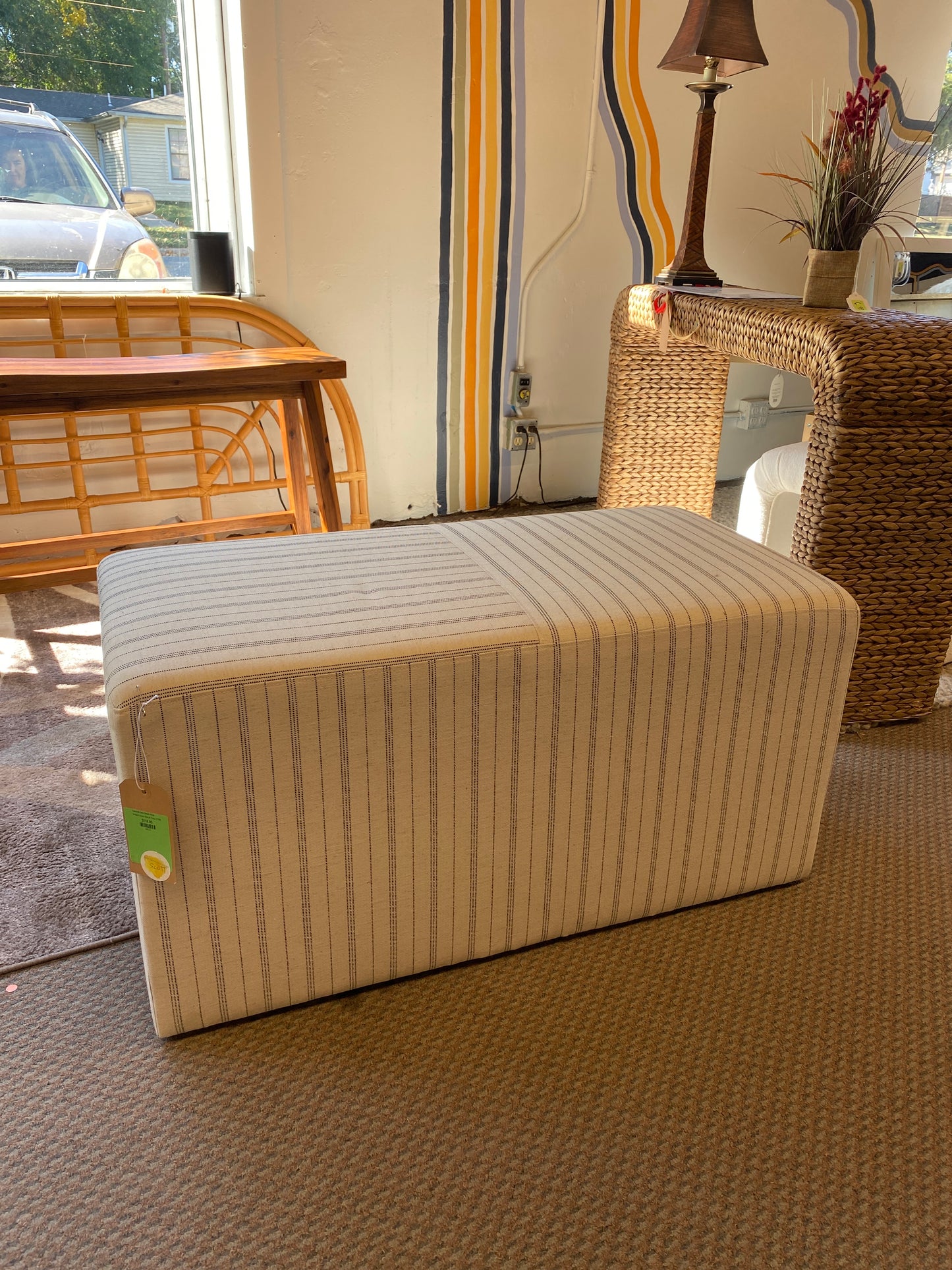 Lynwood Cube Bench Wide Striped Cream (Retail Price: $170)