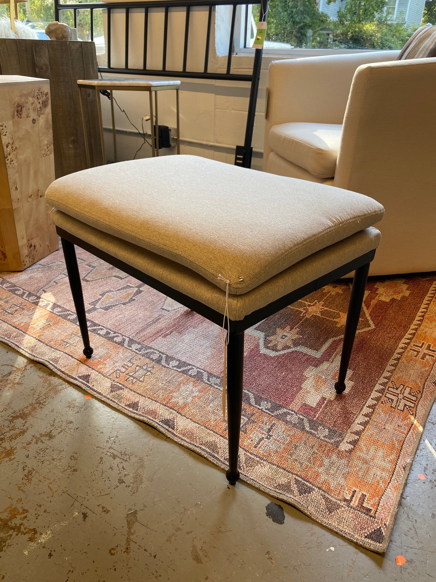 Edgehill Pillow Top Ottoman with Metal Legs Beige (Retail Price: $95)