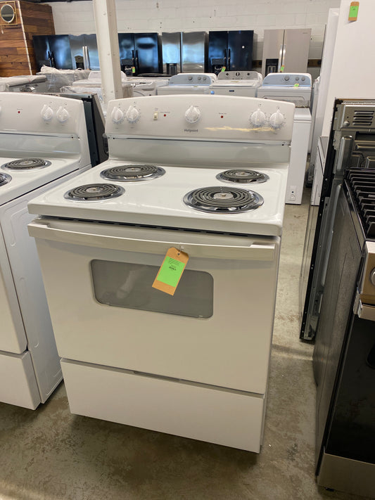 Hotpoint 30-in 4 Burners 5-cu ft Freestanding Electric Range (White) Retail: $649 DENT on right side