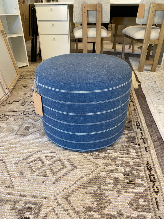 Lynwood Upholstered Round Cube Ottoman Navy (Retail Price: $100)