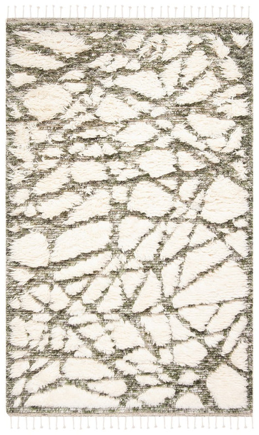 5 x 7 Area Rug Manhattan Boho Modern in Ivory / Sage | ID 14551