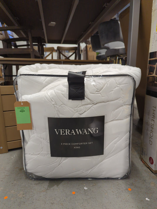 Vera Wang Puckered Texture Cotton White  Comforter Set