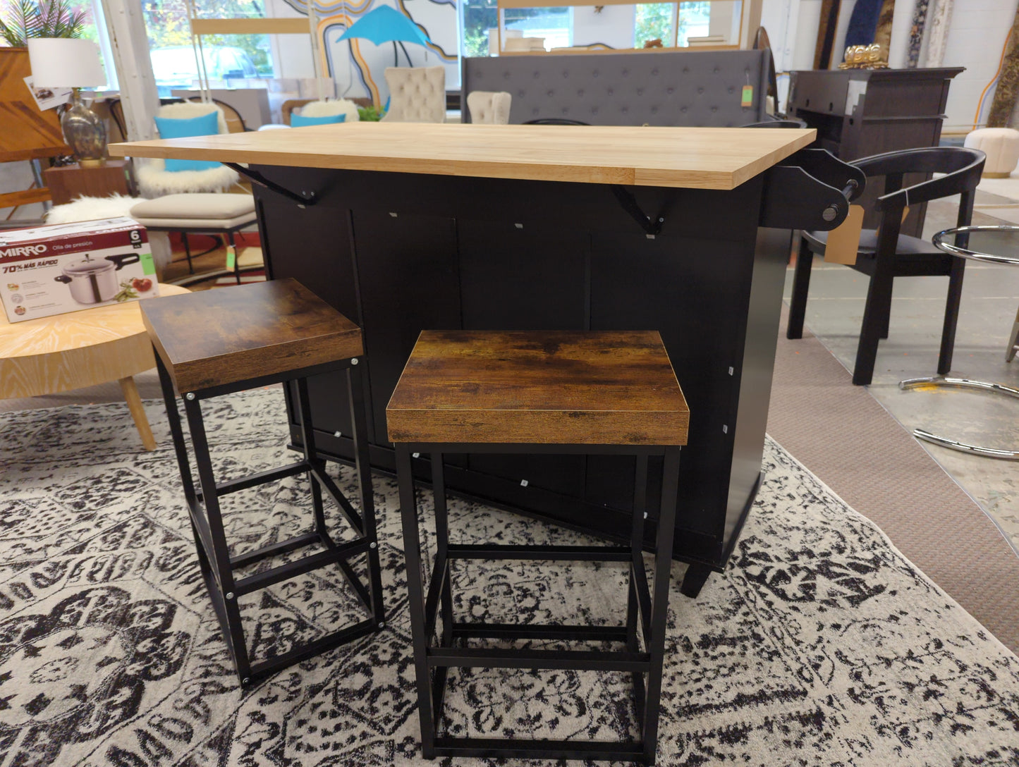 50.3in Wide Kitchen Island Set With Solid Wood Top (Retail Price: $500) *As Is*