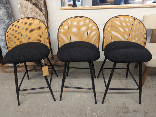 Ayiden Swivel Boucle Upholstered Counter & Bar Stool - Set of 3 (Retail Price: $304)