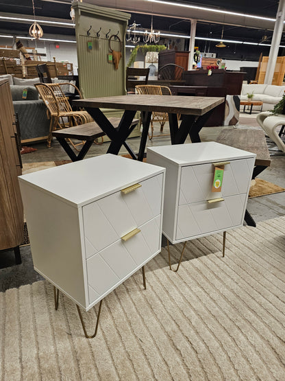 Marable 20.5in Tall 2 - Drawer Steel Nightstand (Set Of 2)  - Color: White - Retail Price: $179.99