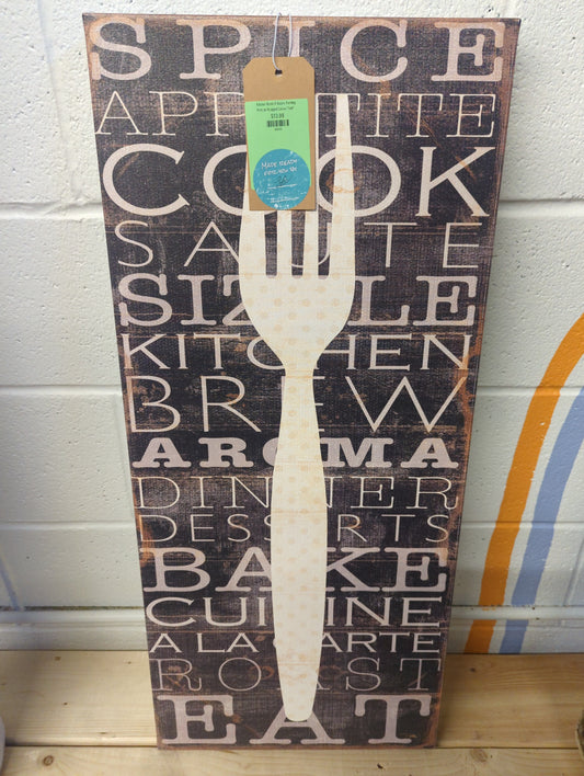 Kitchen Words II' Acrylic Painting Print on Wrapped Canvas "Fork"