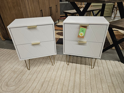 Marable 20.5in Tall 2 - Drawer Steel Nightstand (Set Of 2)  - Color: White - Retail Price: $179.99