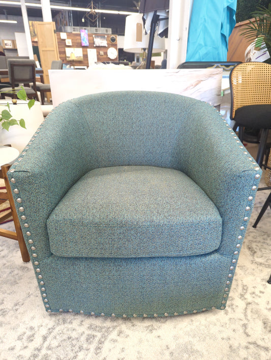 Alistair-John Nailhead Swivel Barrel Chair (Retail Price: $370)