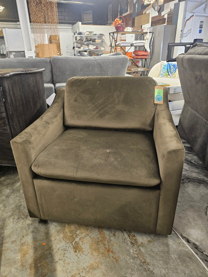 Fully Upholstered Swivel Accent Chair Dark Brown Velvet - Threshold designed with Studio McGee - Retail Price: $380