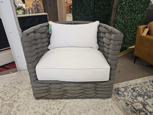 Berhardt Outdoor Swivel Chair in Dark Gray - Retail Price: $2138