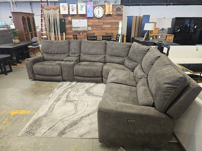 Adelaide 6-piece Fabric Power Reclining Sectional with Power Headrests - Retail Price: $1999.99 - Gently Used