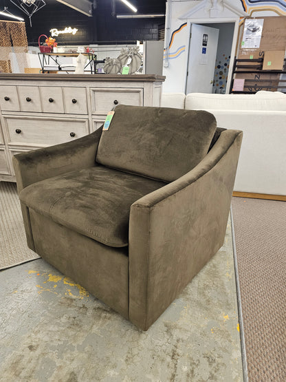 Fully Upholstered Swivel Accent Chair Dark Brown Velvet - Threshold designed with Studio McGee - Retail Price: $380