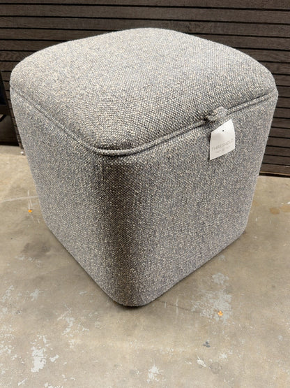 Threshold gray rounded upholstered storage cube ottoman shown closed at Ready for Good